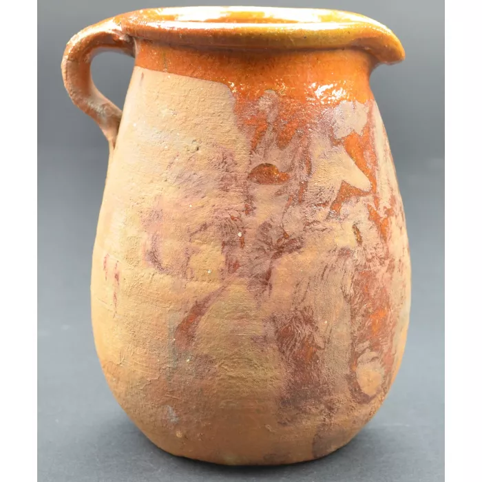Collectible Brown Glaze Stone Pottery Pitcher With Handle - 6.25