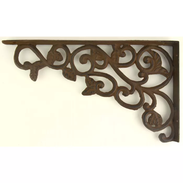 Wall Shelf Bracket - Ornate Leaf Pattern - Cast Iron - 12.5"