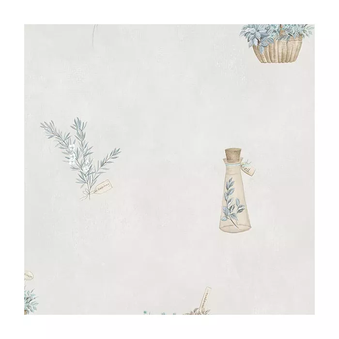 Fresh Herbs Wallpaper Blue, Taupe Norwall Wallcovering FK34431