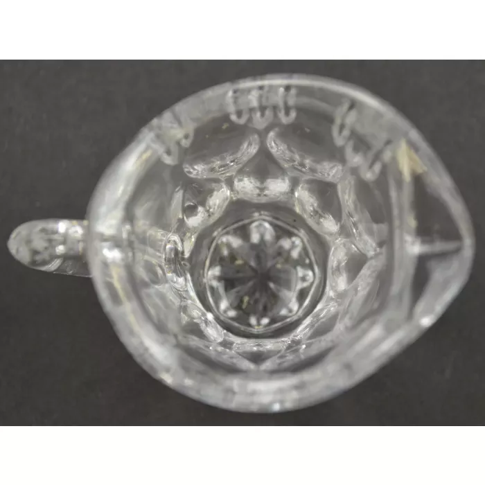 Clear Pressed Glass Circle & Diamond Patterm Mini Cream & Sugar Set