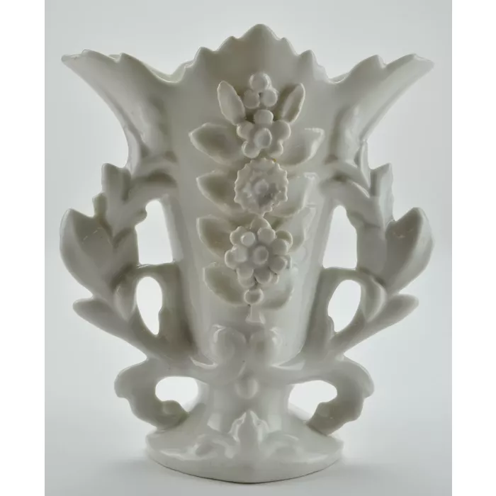 Collectible Floral Pattern White Vase - 8.25" Tall - Number 138