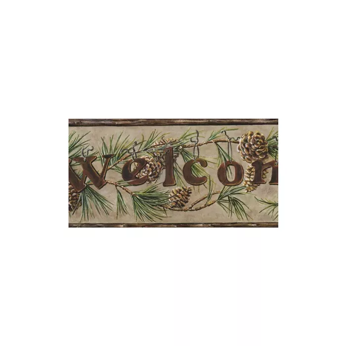Welcome Pinecone Wall Paper Border  4 Rolls