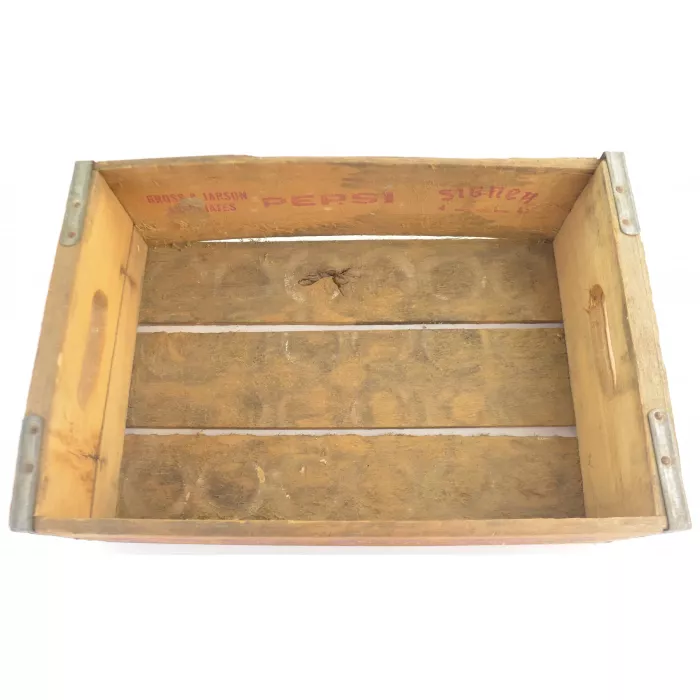 Pepsi Cola Crate - Wood Grain Carrier - Signer 1988