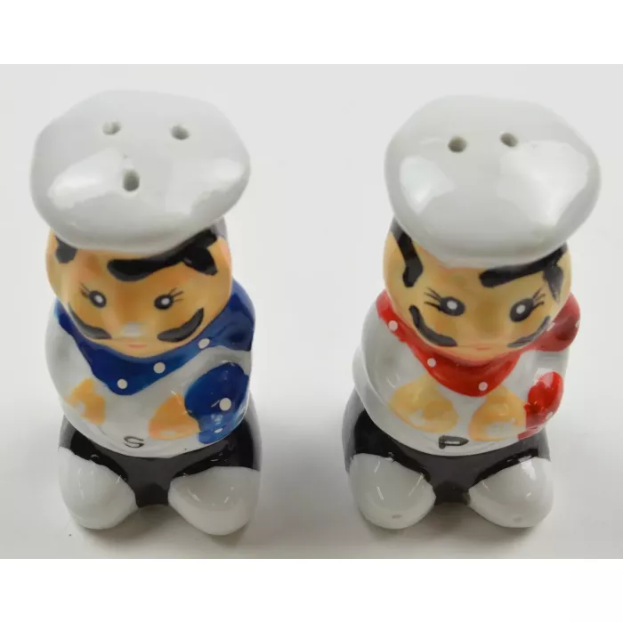 Ceramic Salt & Pepper Shakers - Chefs - 3.375" Tall