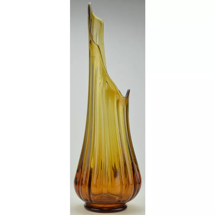 Amber Art Glass Swung Stretch Vase - 20.5" Tall