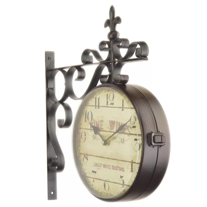 Hanging Double Sided Clock On Bracket - Fine Wines Daily Wine Tasting