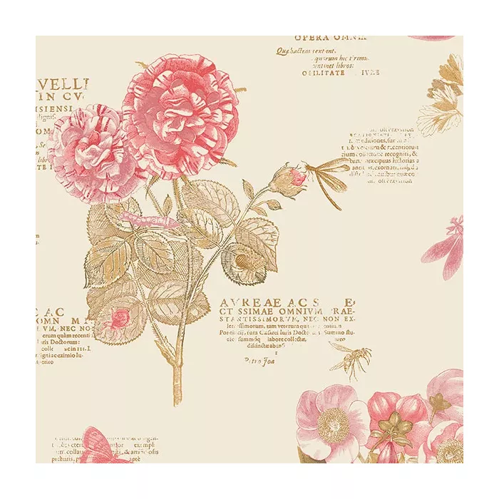 Botany Floral Wallpaper Red, Cream, Tan Norwall Wallcovering PA34246