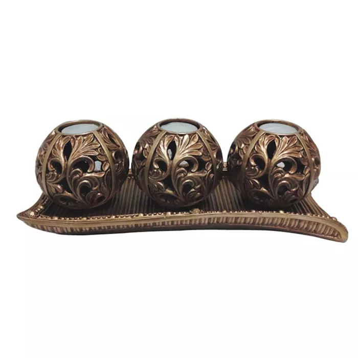 D'Lusso Designs Sasha Collection Four Piece Tray With Three Orb Set