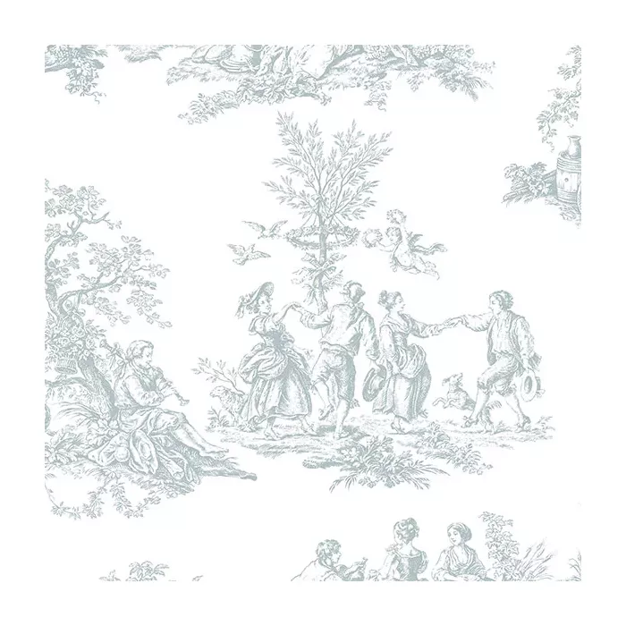 Romantic Toile Wallpaper Turquoise Norwall Wallcovering MH36500