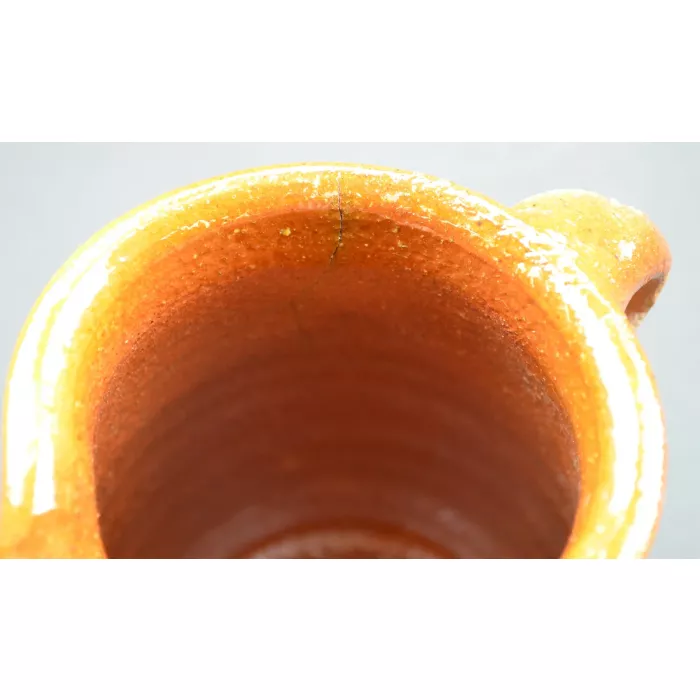 Collectible Brown Glaze Stone Pottery Pitcher With Handle - 6.25