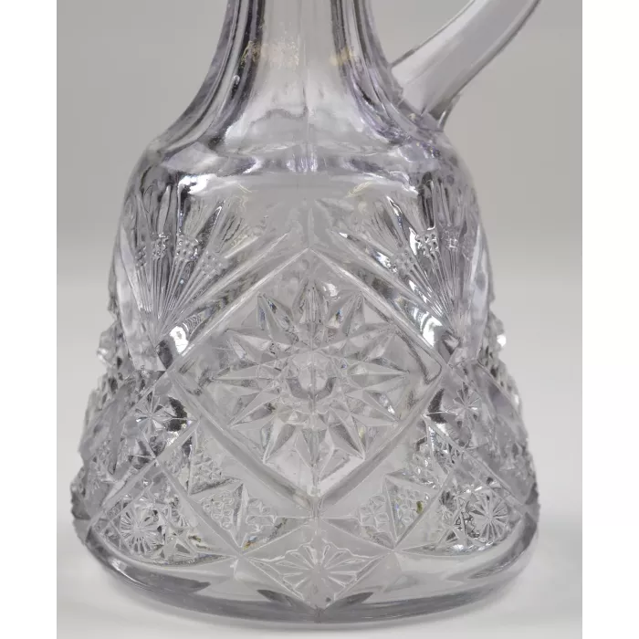 Clear Cut Glass Oil & Vinegar Cruet With Stopper - 7.25" Tall