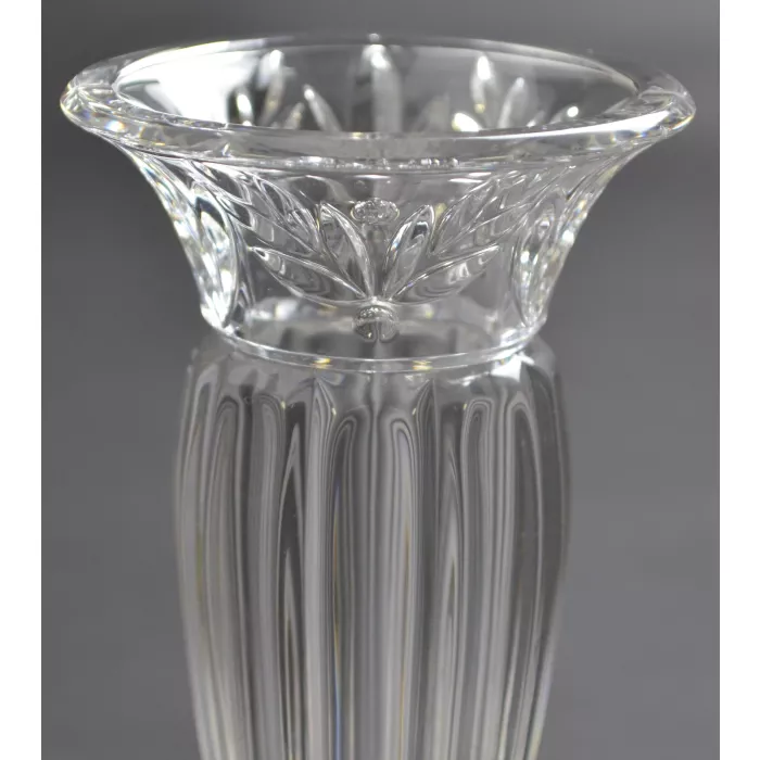 Crystal Vase - Holly & Panel Pattern Bud Vase - 7.375" Tall