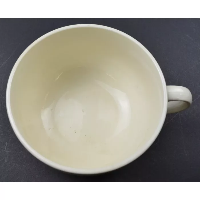White Pottery Handled Soup Bowl / Mug - Mother & Father - 4.75" Wide