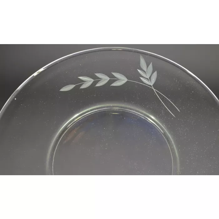 Clear Glass Luncheon Plate - Etched Wheat Pattern - 8" Round