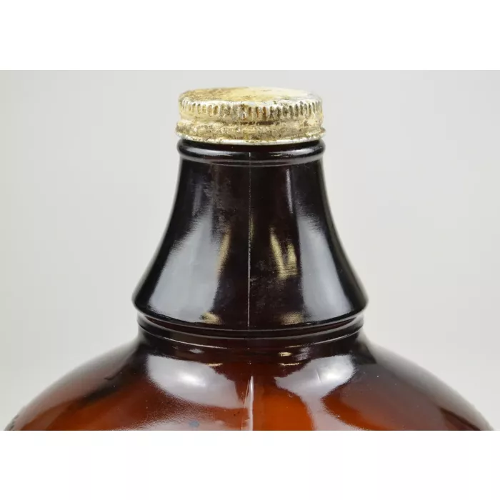 Vintage One Gallon Brown Glass Handled Jug With Lid - No. B1175- 11.75" Tall