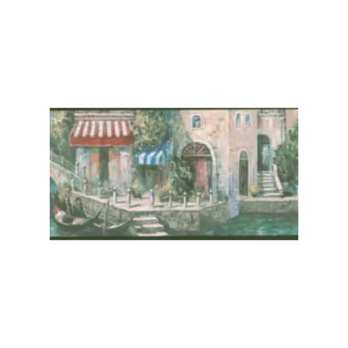 Green Venice Canal Wallpaper Border DB3690B