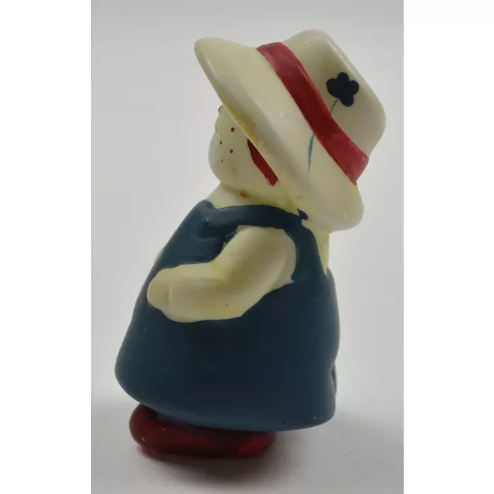 Woman In Blue Dress And White Hat Porcelain Salt Shaker - 3" Tall