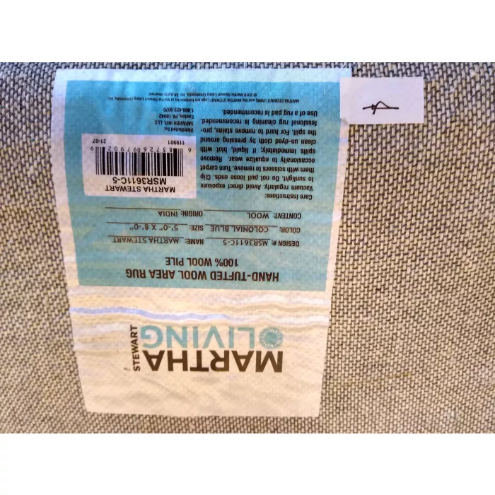 Martha Stewart Living Hand-Tufted Wool Colonial Blue Area Rug - Rectangle 5ft x 8ft