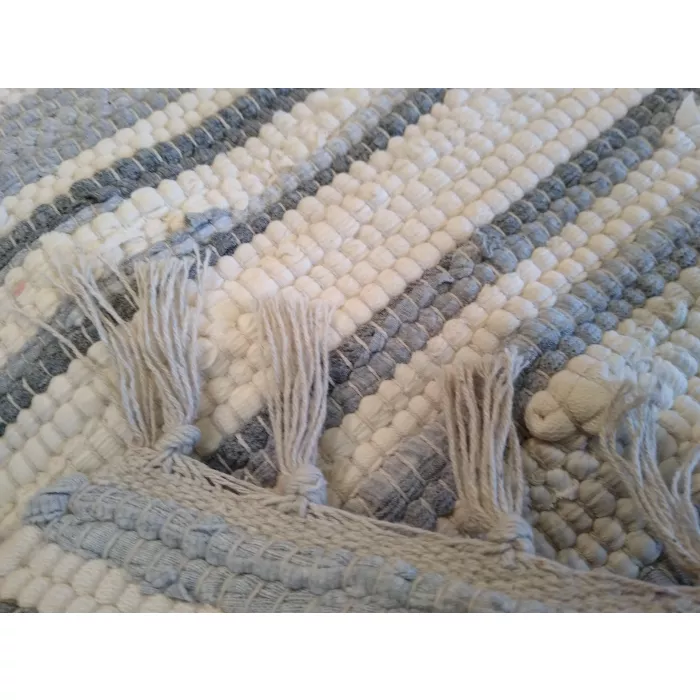 Safavieh Rag Rug Cotton Ivory/Gray Area Rug - Runner 2ft3in x 6ft