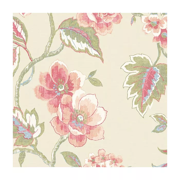 Chloe Wallpaper Cream, Pink, Green Norwall Wallcovering AB42437