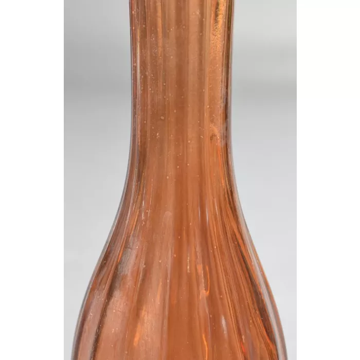 Amber Glass Bud Vase - Fluted Bulbous Base - 8.75" Scalloped Rim