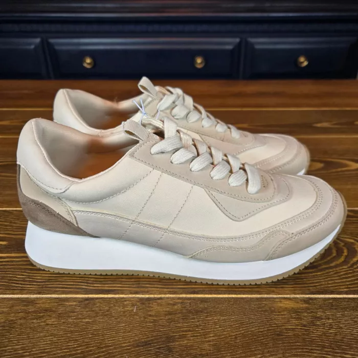 Courtney Sneakers Memory Foam Insole Shoes Light Beige Brown SZ 7.5
