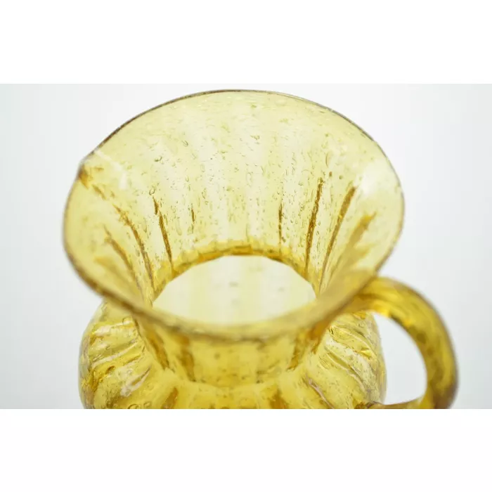 Vintage Amber Crackle Glass Pitcher - 3.5" Tall