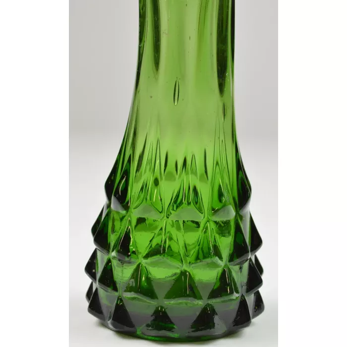 Emerald Green Swung Glass Stretch Vase - 10.5" Tall