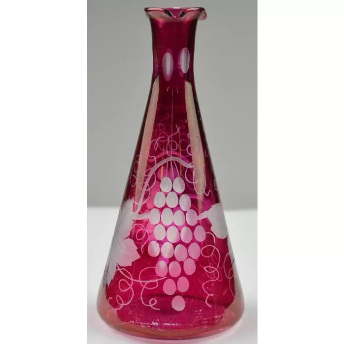 Etched Glass Floral Pattern Bud Vase - 6" Tall