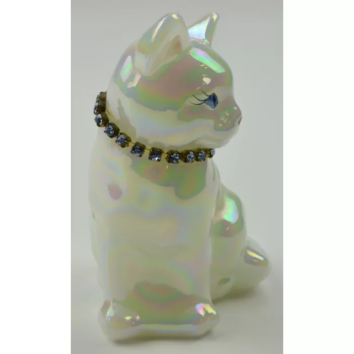 Fenton Art Glass - March Cat Figurine - Iridized (Carnival) Glass - T. Watson