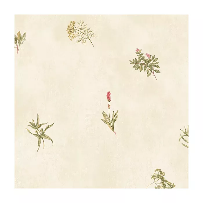 Herb Sidewall Wallpaper Cream, Green, Red Norwall Wallcovering KE29916