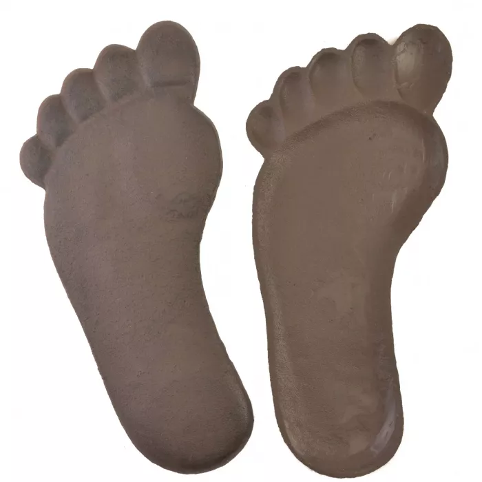 Pair Of Cast Iron Yard and Garden Stepping Stones - Human Footprints - Brown