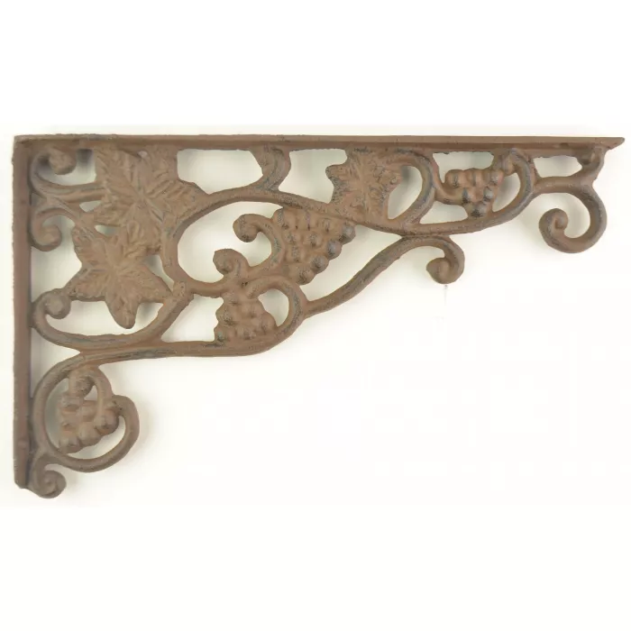 Wall Shelf Bracket - Grape Vine & Leaf Pattern - Cast Iron - 12.75"