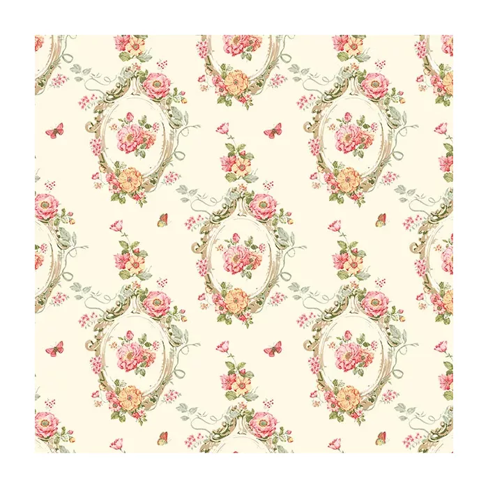 Cameo Wallpaper Cream, Red, Metallic Gold Norwall Wallcovering PP35534