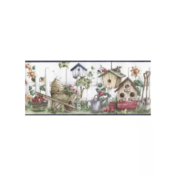 Birdhouse-and-Bee-Hives-Wallpaper-Border