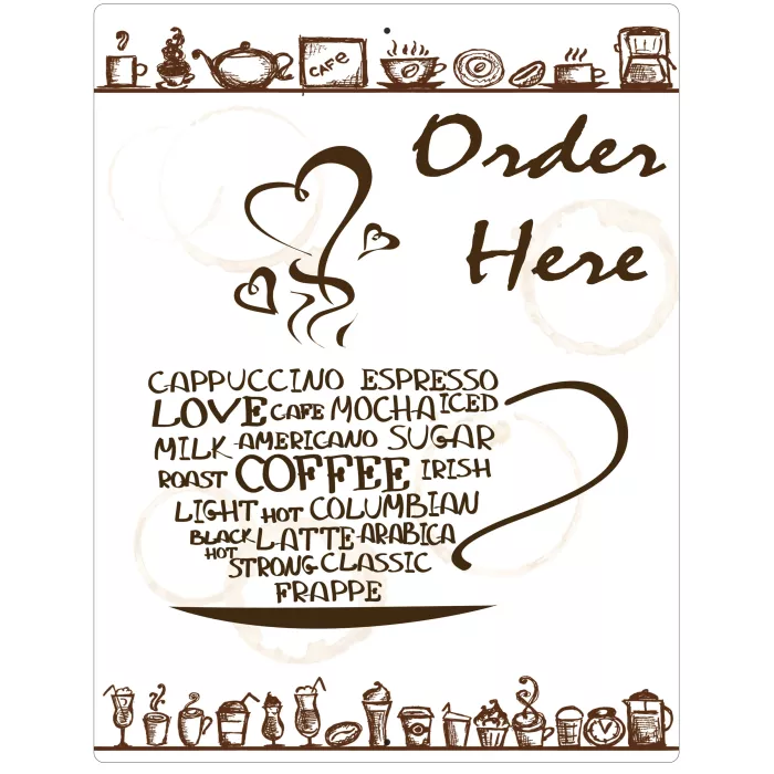 Aluminum Sign - Coffee Order Here - 12" x 9"