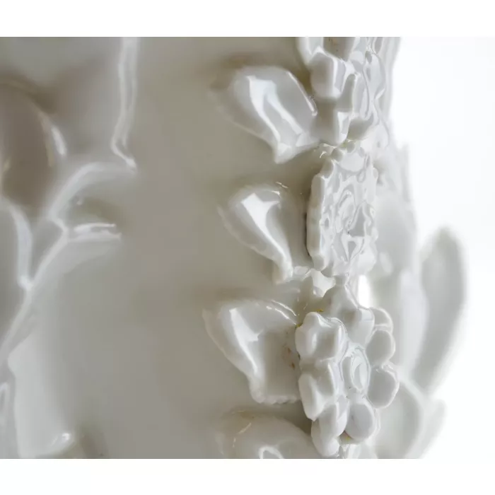 Collectible Floral Pattern White Vase - 8.25" Tall - Number 138