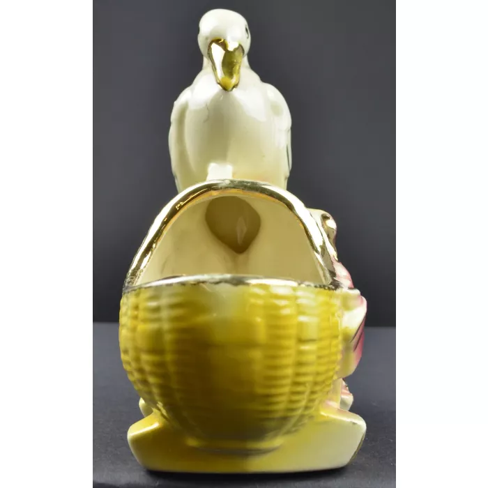 Collectible Planter - Stork On Baby Girl Basinet - 6.375" Tall