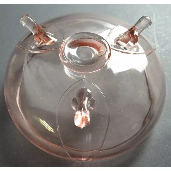 Vintage Pink Depression Glass Three Toed Bowl - 3.5" Tall