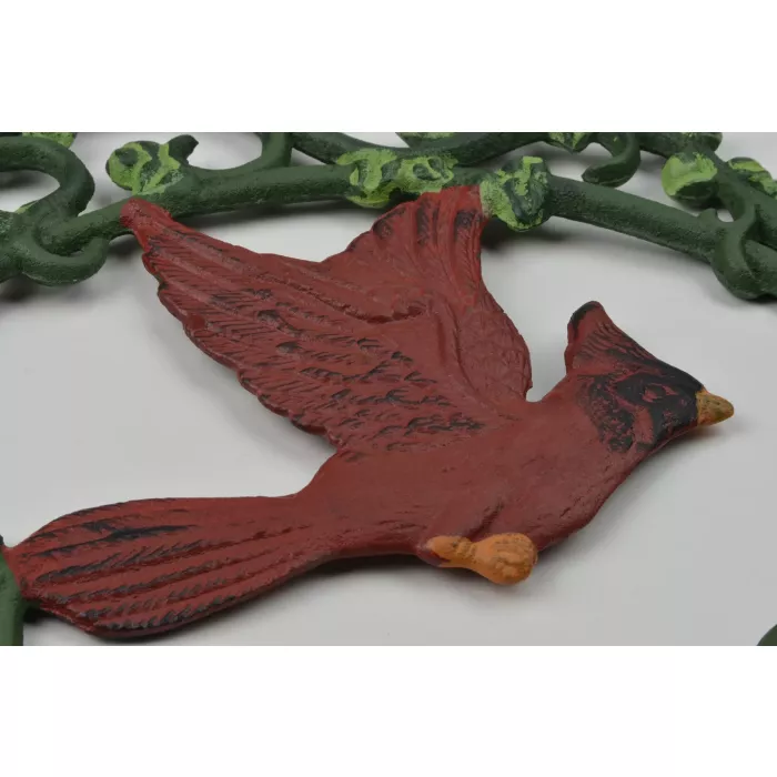 Cast Iron Plant Hanger Hook - Cardinal In Flight - 10" Tall
