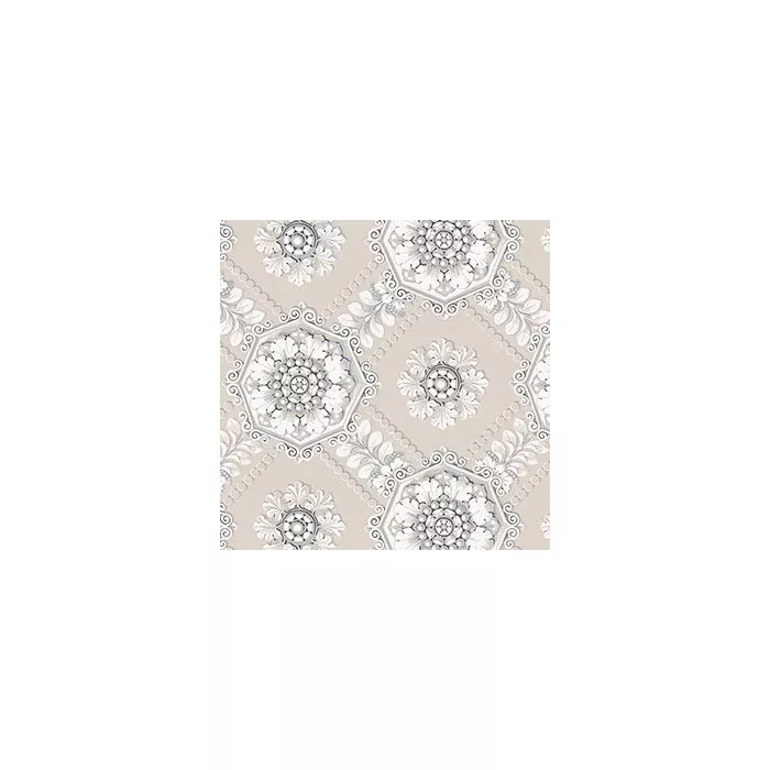 Medallion Wallpaper Beige, Metallic Silver Norwall Wallcovering CS35629