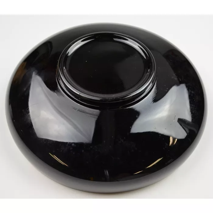 Large Round Black Glass Fruit Bowl - 10" Wide