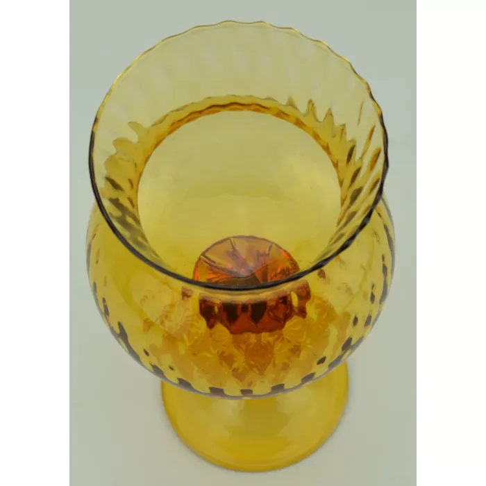 Amber Art Glass Vase With Swirl Stem - 10.75" Tall