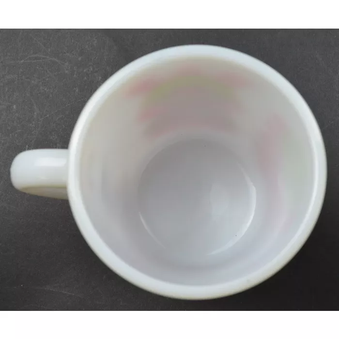 Vintage Milk Glass Floral Pattern Stackable Coffee Mug - 3.375" Tall