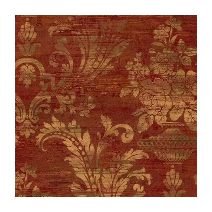 Sari Damask Wallpaper Metallic Gold, Red Norwall Wallcovering SM30383