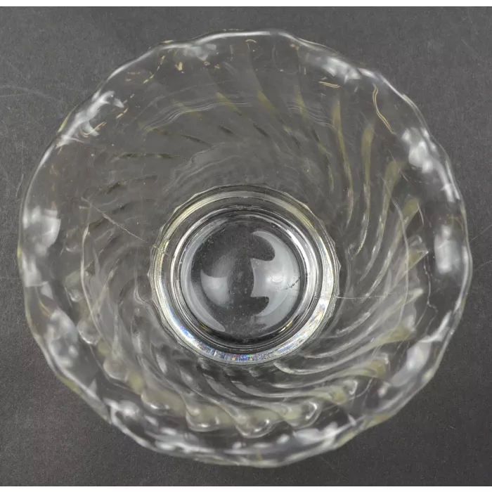 Clear Pressed Glass Swirl Pattern Small Scalloped Fruit / Dessert Bowl