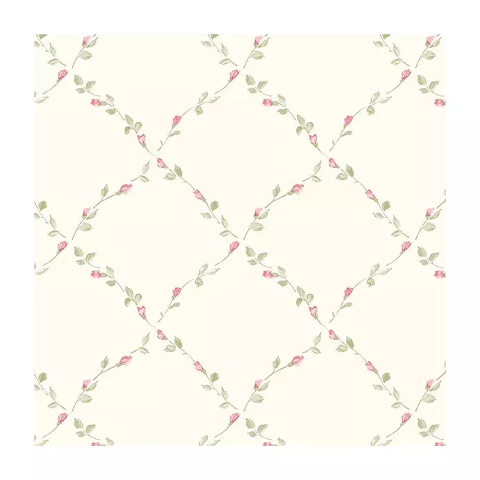 Red Rose Trellis Wallpaper Beige, Pink, Cream Norwall Wallcovering PP35523