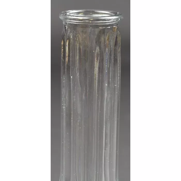 Clear Glass Fluted Paneled Pattern Flower Vase No. 4034 - 8" Tall