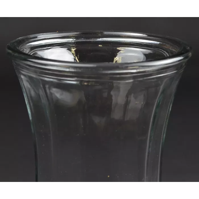 Vintage Clear Glass Panel Pattern Footed Flower Vase - 9.75" Tall