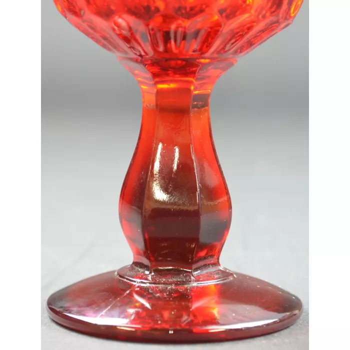 Fenton Art Glass Thumbprint Ruby Pattern - Crimped Compote - 6" Tall